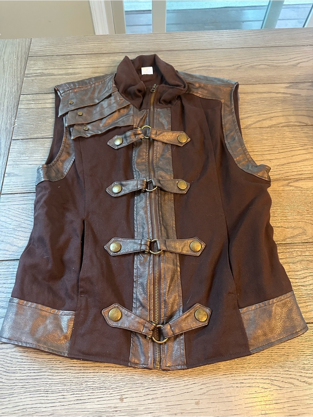 Spirit Men's Brown Costume Vest with Metallic Trim